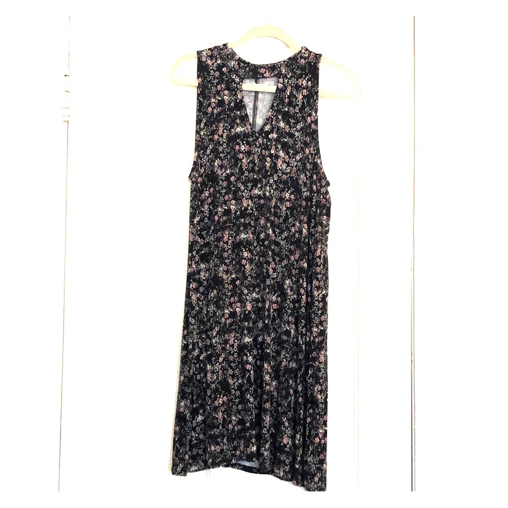 L Maurices sleeveless black floral dress
